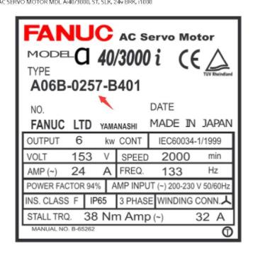 日本進口FANUC發那科伺服電機型號A06B-0257-B4...